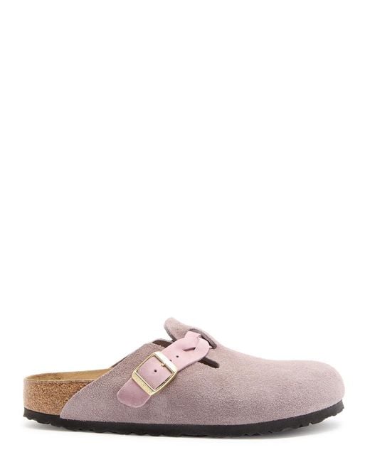 Birkenstock Pink Boston Two-Toned Suede Sliders