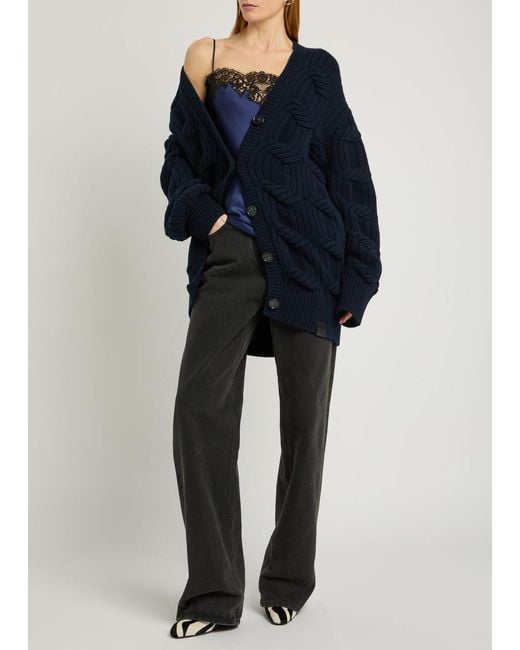 Stella McCartney Blue Cable-Knit Wool Cardigan