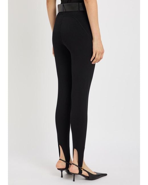 Self-Portrait Black Stirrup Belted Knit Leggings