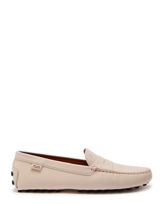 Tod's White Gommino Leather Loafers