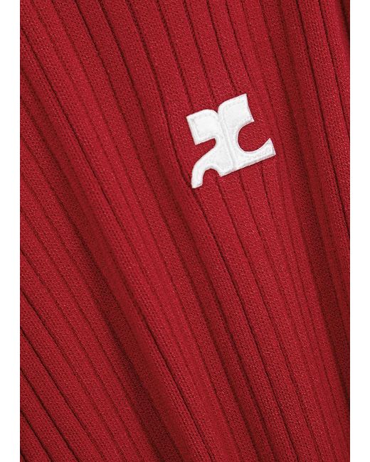 Courreges Red Logo Ribbed-knit Jumper