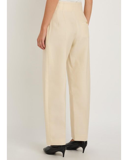 Khaite Natural Somera Wool And Silk-Blend Trousers