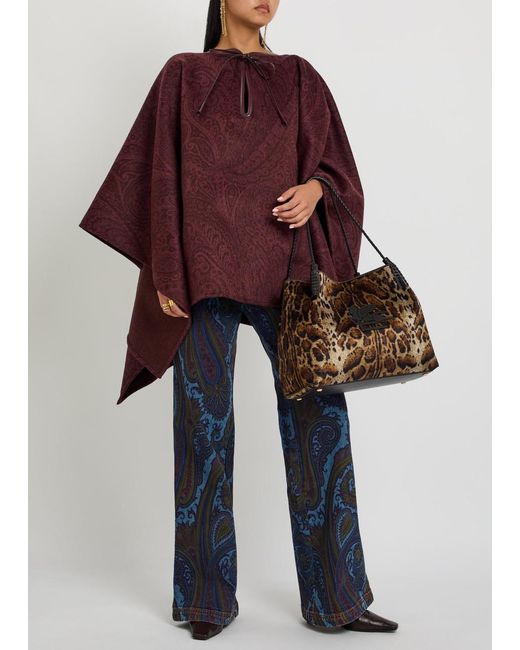 Etro Purple Paisley-Print Wool-Blend Cape