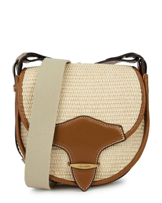 Isabel Marant Botsy Raffia And Leather Crossbody Bag in Beige (Natural