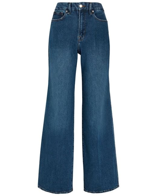 GOOD AMERICAN Blue Good Skate Wide-Leg Jeans