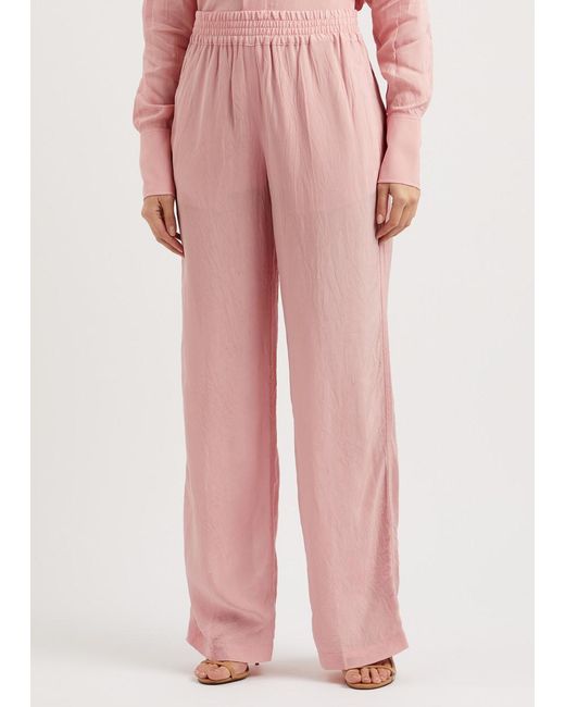 Victoria Beckham Pink Straight-Leg Crinkled Cady Trousers
