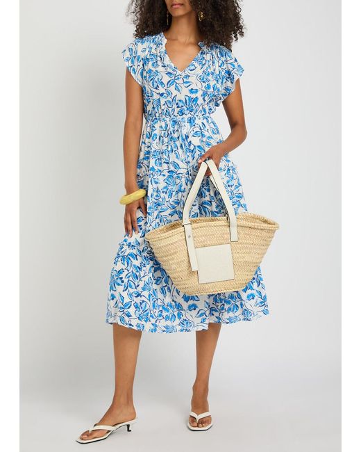 Rails Blue Juni Floral-Print Linen-Blend Midi Dress