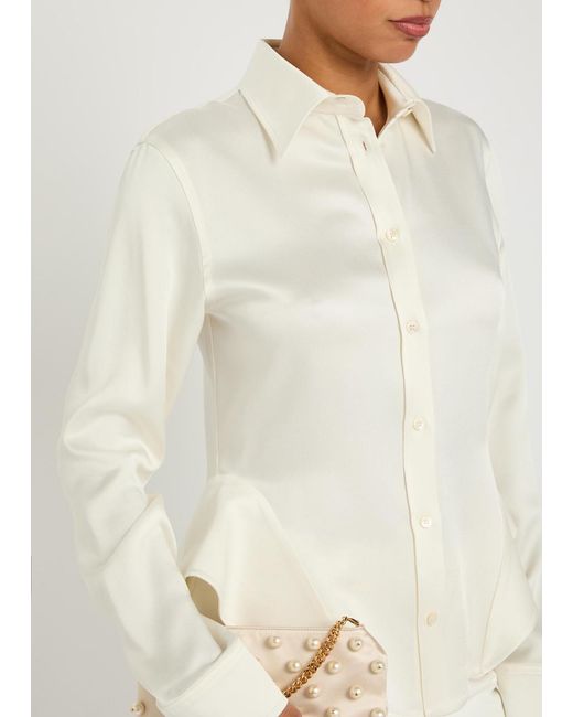 Stella McCartney White Peplum Satin-Crepe Shirt
