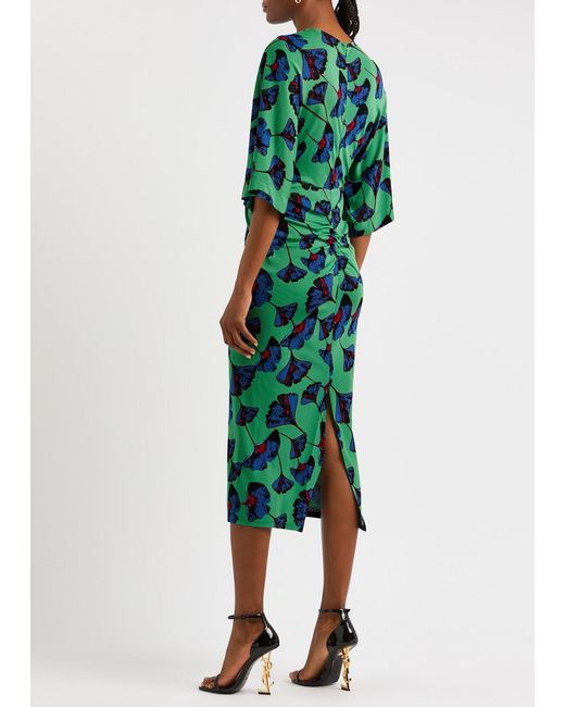 Diane von Furstenberg Green Valerie Floral-print Jersey Midi Dress