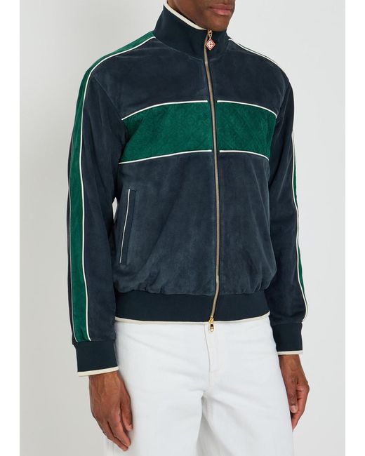 Casablanca Green Panelled Suede Track Jacket for men