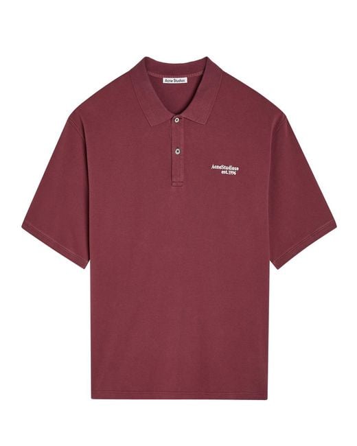 Acne Logo-Embroidered Cotton Polo Shirt for men