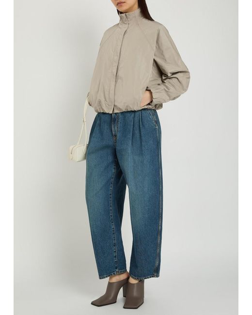 Alaïa Natural High-Neck Woven Windbreaker Jacket