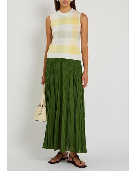Vince Yellow Checked Fine-Knit Wool Tank Top