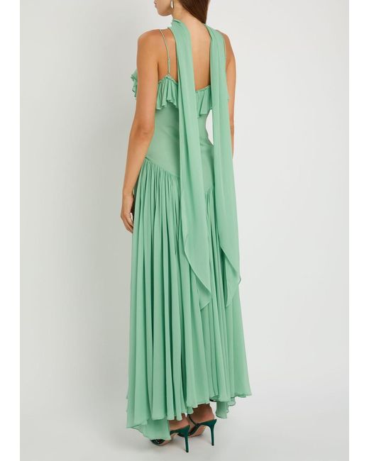 De La Vali Green Harmattan Ruffled Georgette Maxi Dress