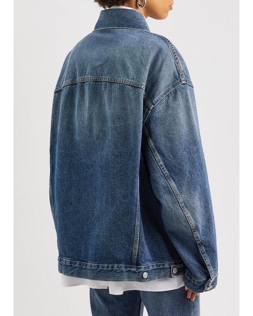 Acne Blue Oversized Distressed Denim Jacket