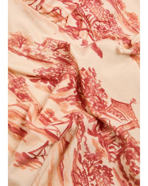 Reformation Pink Lemmy Printed Stretch-Jersey Top