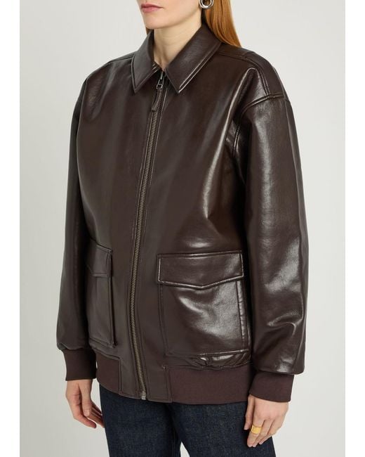 Anine Bing Brown Kelanie Leather-Blend Jacket