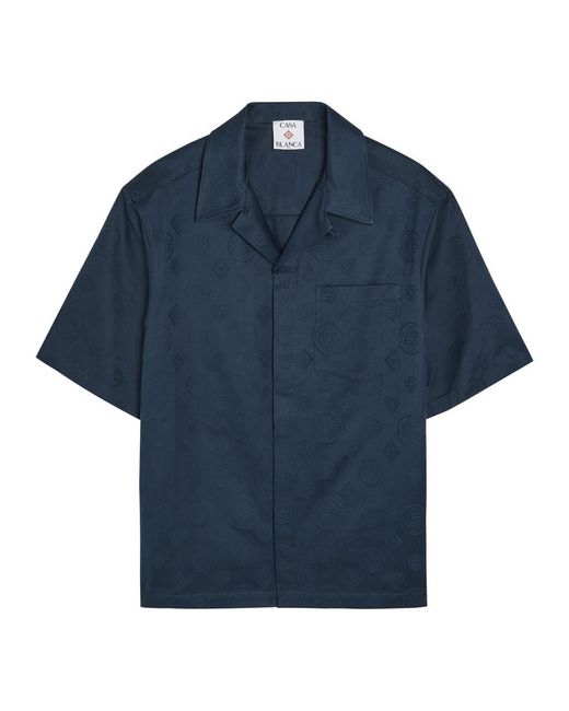 Casablanca Blue Monogram Cotton Shirt for men