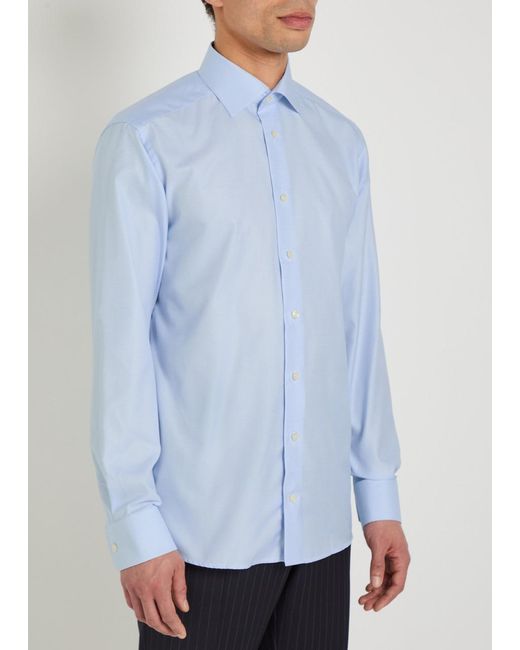 Eton of Sweden Blue Houndstooth Cotton-Twill Shirt for men