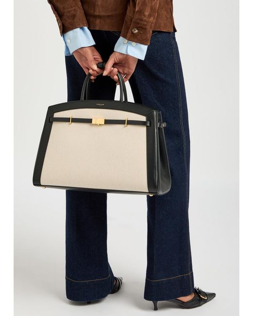 DeMellier London Natural The Hudson Leather And Canvas Top Handle Bag
