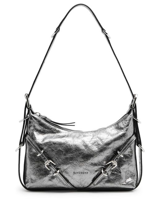 Givenchy Gray Voyou Mini Metallic Leather Shoulder Bag