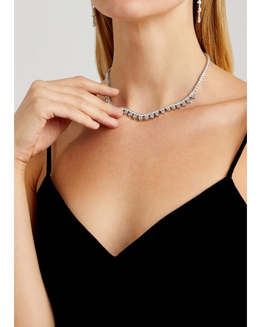 Fallon White Bezel Bib Crystal-embellished Necklace