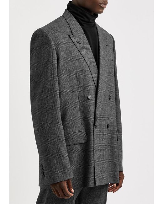 Balenciaga Black Prince Of Wales Checked Wool Blazer for men