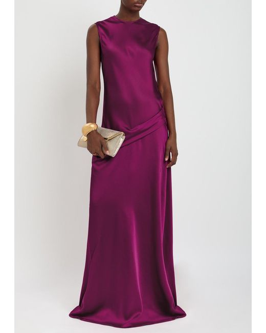 Stella McCartney Purple Draped Satin-Crepe Gown