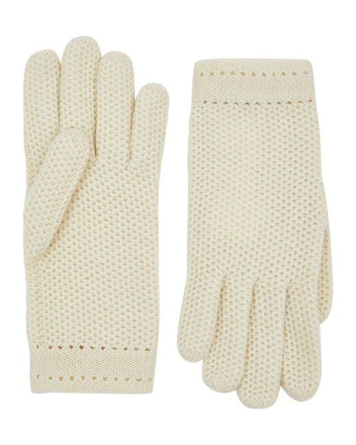 Inverni Natural Waffle-knit Cashmere Gloves