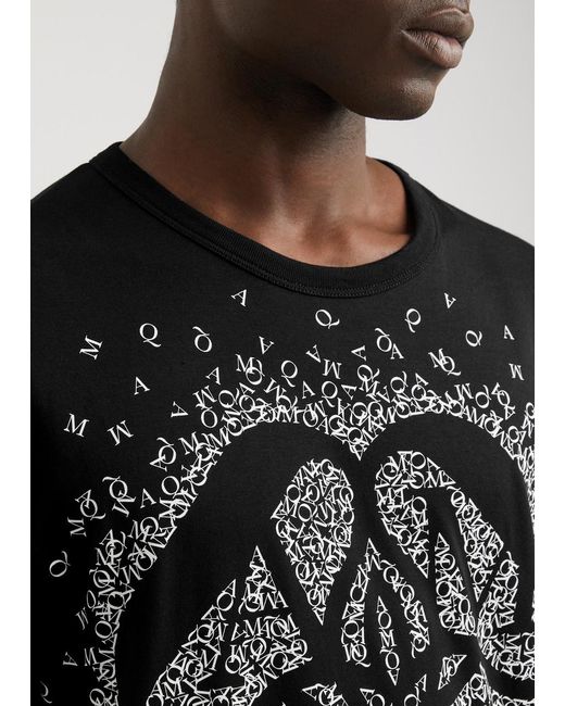 Alexander McQueen Black Exploded Charm Printed Cotton T-Shirt for men