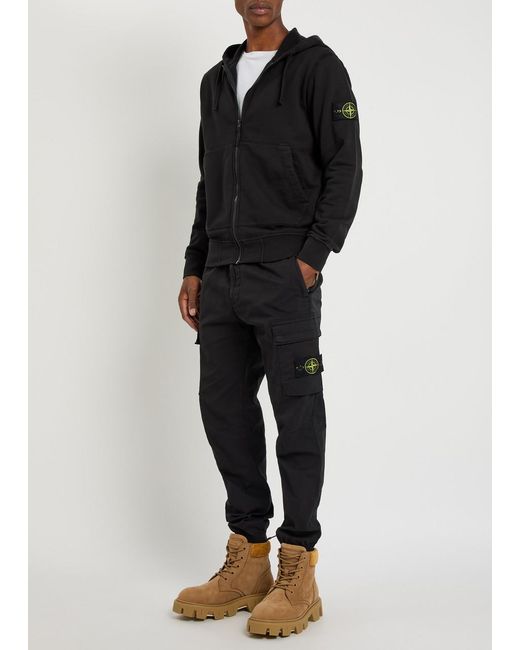 Stone Island Blue Logo Stretch-Cotton Cargo Trousers for men