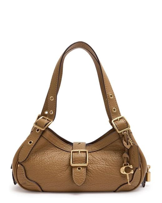 COACH Brown Drifter Small Grained Leather Shoulder Bag