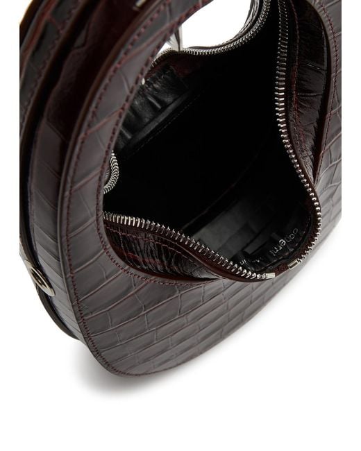 Coperni Black Swipe Mini Crocodile-effect Leather Top Handle Bag