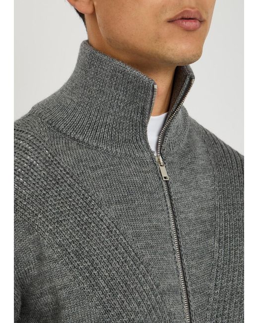 Jil Sander Gray Melange Wool Cardigan for men