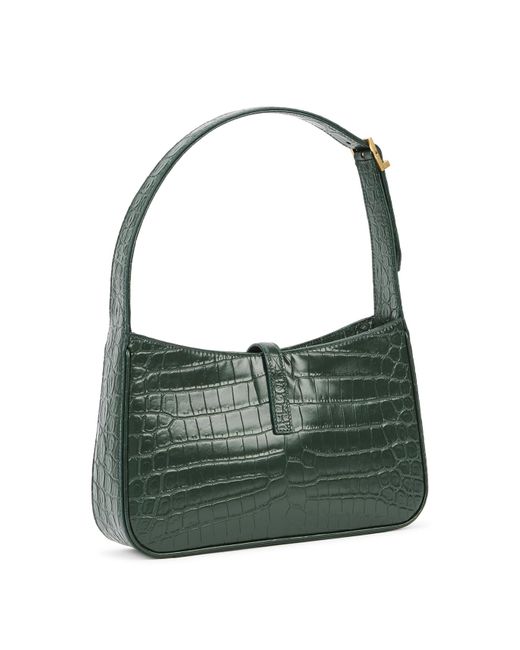 Saint Laurent Green Le 5 À 7 Crocodile-Effect Leather Shoulder Bag