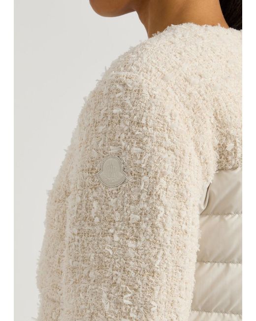 Moncler Natural Dauphin Logo Tweed And Shell Jacket