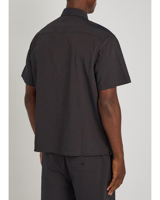 Percival Black Striped Seersucker Shirt for men