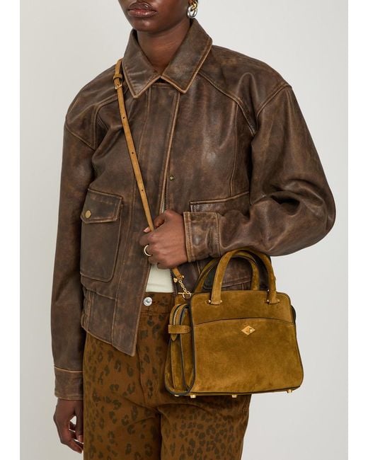 Metier Brown Private Eye Mini Suede Top Handle Bag