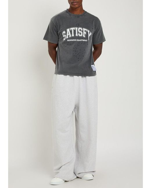 Satisfy Gray Mothtech Distressed Cotton T-Shirt for men