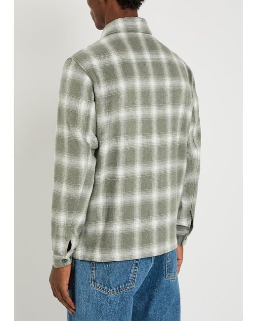 Raith Gray Vienna Plaid Brushed Wool-Blend Overshirt for men