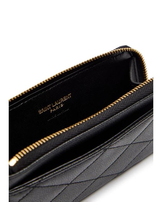 Saint Laurent Black Quilted Pebbled Leather Card Holder