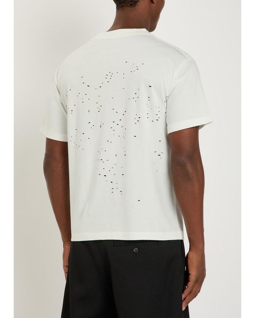 Satisfy White Mothtech Distressed Cotton T-Shirt for men