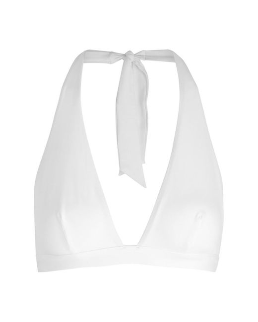Max Mara White Ariella Halterneck Bikini Top