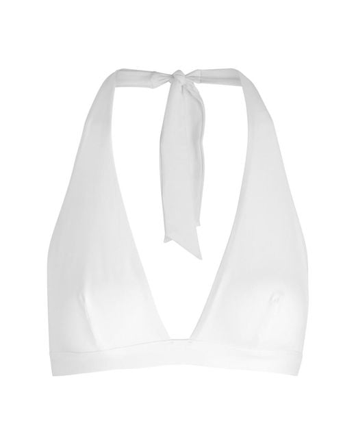 Max Mara White Ariella Halterneck Bikini Top