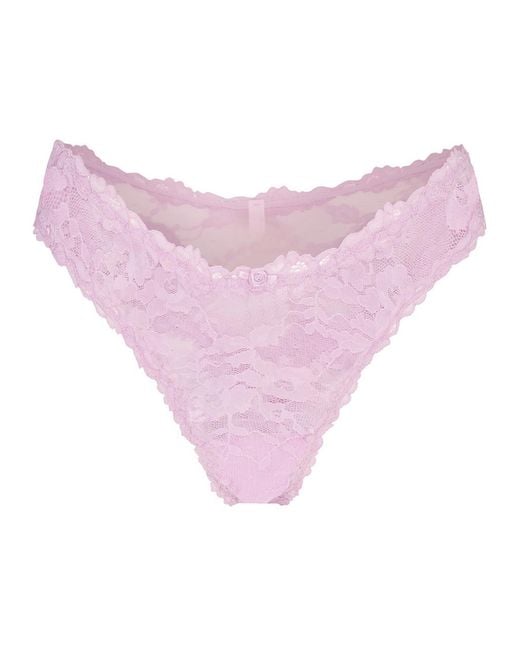 Skims Pink Stretch-Lace Dipped Thong