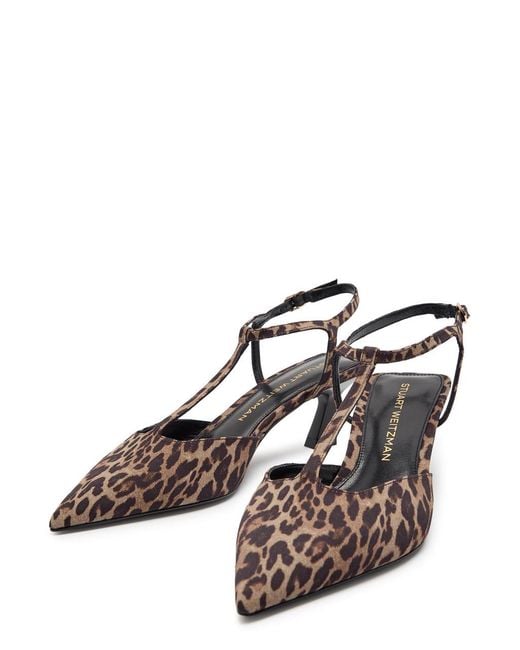 Stuart Weitzman Brown Vinnie 50 Leopard-Print Slingback Pumps
