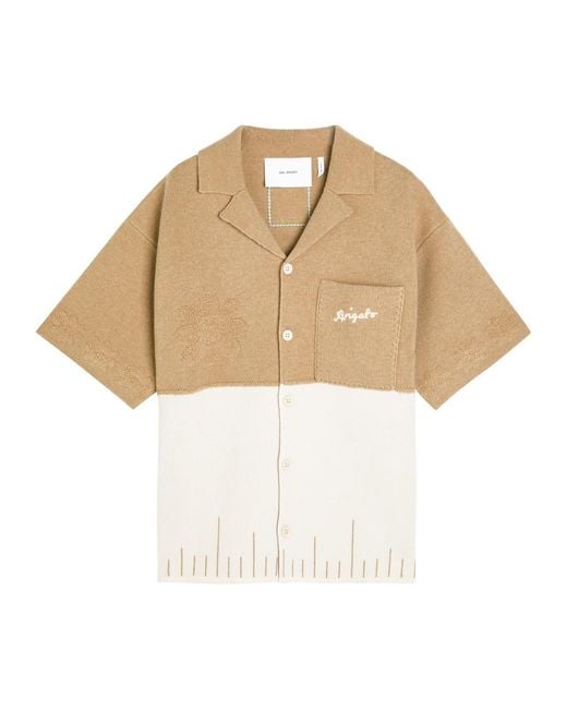 Axel Arigato Natural Pier Textured Logo-Embroidered Wool Shirt for men