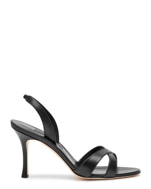 Manolo Blahnik Metallic Callasli 90 Leather Slingback Sandals