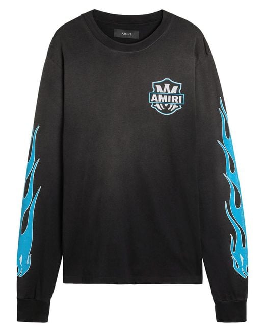 Amiri Black Eagle Flames Long Sleeve T-Shirt for men