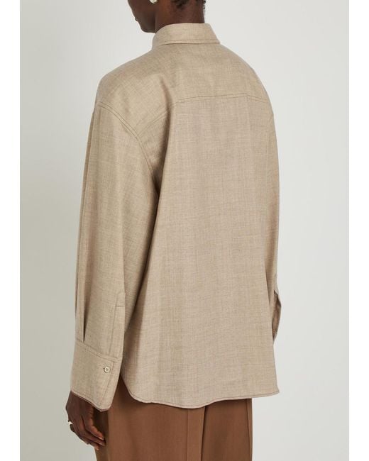 Brunello Cucinelli Natural Embellished Wool Shirt